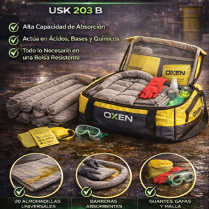 kit absorbente industrial para derrames de aceite y químicos USK 203 B