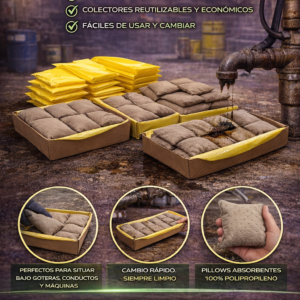 almohadillas absorbentes industriales para aceite con bandeja DPPU