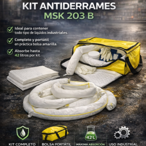 kit antiderrames msk 203 b para control de derrames de aceite industrial