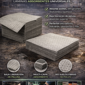 almohadillas absorbentes universales padex 100 up alta absorcion para derrames industriales