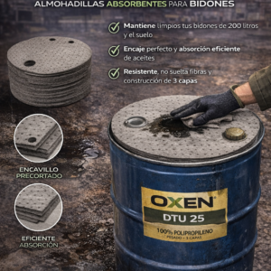tapa absorbente universal dtu 25 para bidones control de goteo industrial